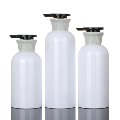 400ml খালি পাত্রে গোল লোশন প্লাস্টিক PET শ্যাম্পু এবং কন্ডিশনার এয়ারলেস পাম্প বোতল