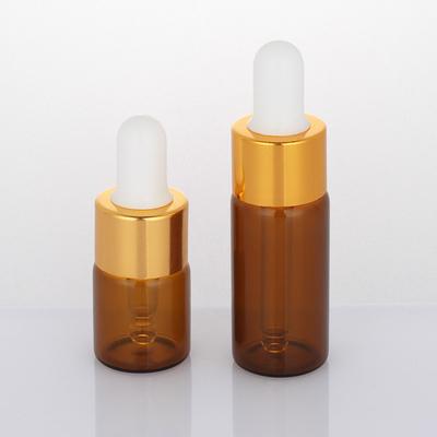 ফ্রস্টেড 5ml 10ml খালি কসমেটিক বোতল অ্যাম্বার ড্রপার রাউন্ড ফেস সিরাম বোতল