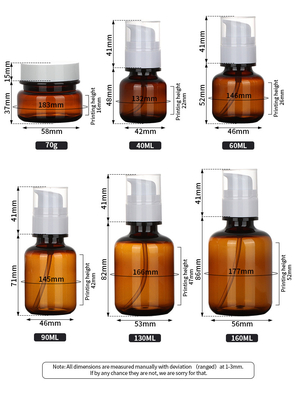 PET কসমেটিক প্যাকেজিং সেট 90ml 130ml 160ml রিসাইকেবল লিকপ্রুফ