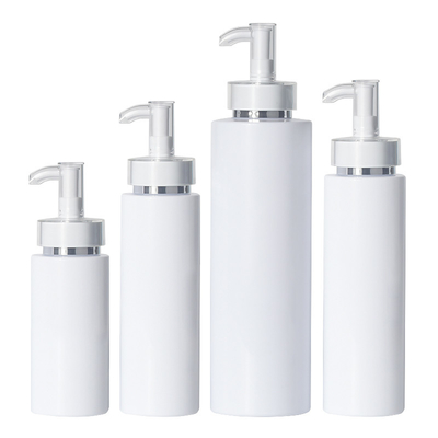 বিলাসবহুল 250ml 500ml সাদা গোলাকার খালি কন্ডিশনার শাওয়ার জেল প্লাস্টিক প্যাকেজিং গোল্ড এইচডিপিই শ্যাম্পু বোতল