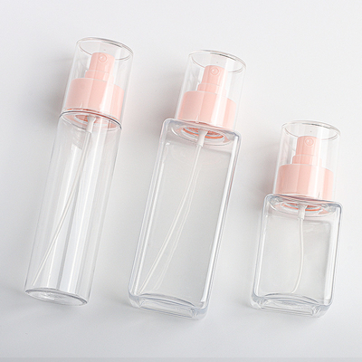PET প্লাস্টিক 100ml স্প্রে বোতল 24mm মুখ দিয়ে ফাইন মিস্ট স্ক্রিন প্রিন্টিং