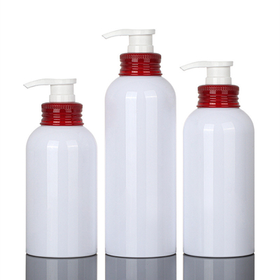 350ml 500ml সাদা লাল পাম্প খালি শ্যাম্পু বডি ওয়াশ প্লাস্টিক রাউন্ড কন্টেইনার লোশন বোতল